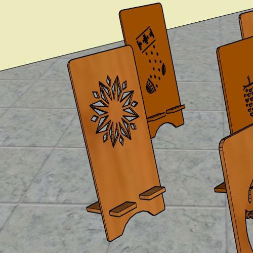 طرح پایه موبایل چوبی دانه برش لیزری کریسمس - christmas snowflakes wooden mobile stand laser cut - برای دستگاه CNC چوب و لیزر (سی ان سی)