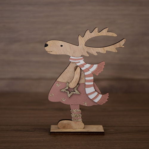 طرح تزیین گوزن ایستاده کریسمس برش لیزری - christmas standing deer decoration laser cut ve - برای دستگاه CNC چوب و لیزر (سی ان سی)