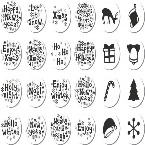 طرح مجموعه برچسب‌های کریسمس لیزری - christmas stickers set laser cut ve - برای دستگاه CNC چوب و لیزر (سی ان سی)
