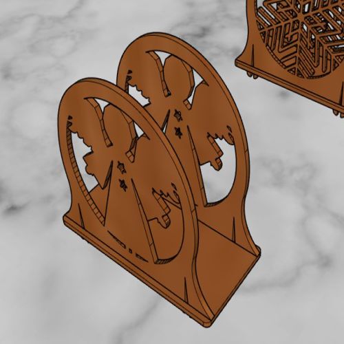 طرح جا دستمال کاغذی به شکل فرشته درخت کریسمس لیزری - christmas tree angel shaped napkin holder laser cut - برای دستگاه CNC چوب و لیزر (سی ان سی)