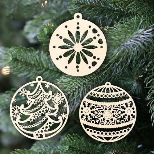 طرح تزئینات درخت کریسمس تزئینات بابل برش لیزری - christmas tree decorations baubles laser cut ve - برای دستگاه CNC چوب و لیزر (سی ان سی)