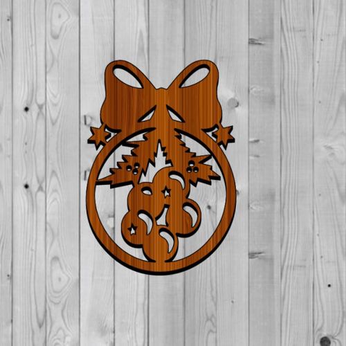 طرح تزئینات درخت کریسمس چوبی آویزان عروسک لیزری - christmas tree decorations wooden hanging xmas bauble laser cut ve - برای دستگاه CNC چوب و لیزر (سی ان سی)