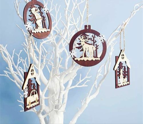 طرح تزئینات درخت کریسمس لیزری - christmas tree ornaments laser cut ve - برای دستگاه CNC چوب و لیزر (سی ان سی)