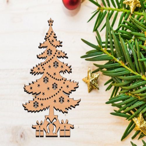 طرح درخت کریسمس با هدایا برش لیزری - christmas tree with presents laser cut ve - برای دستگاه CNC چوب و لیزر (سی ان سی)