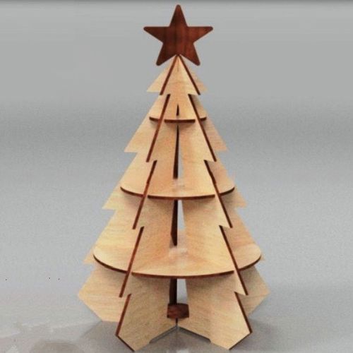 طرح درخت کریسمس با ستاره برش لیزری - christmas tree with star laser cut ve - برای دستگاه CNC چوب و لیزر (سی ان سی)