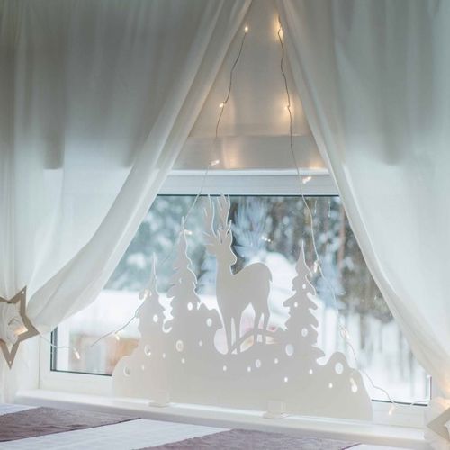 طرح دکور پنجره کریسمس ایستاده پنجره گوزن برش لیزری - christmas window decor deer window stand laser cut ve - برای دستگاه CNC چوب و لیزر (سی ان سی)