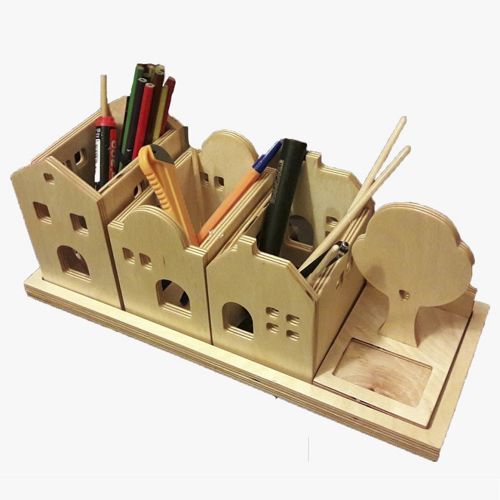 طرح جا خودکاری شهری میز سازماندهنده برش لیزری - city pen holder desk organizer laser cut ve - برای دستگاه CNC چوب و لیزر (سی ان سی)