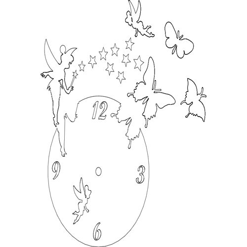 طرح ساعت پروانه پری - clock butterfly fairy - برای دستگاه CNC چوب و لیزر (سی ان سی)