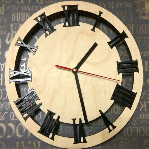 طرح ساعت دیواری چوبی با اعداد رومی صفحه لیزر - clock face roman numeral wooden wall clock laser cut ve - برای دستگاه CNC چوب و لیزر (سی ان سی)