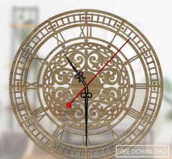 طرح ساعت رومی طرح دیواری برای برش لیزر cnc - clock roman pattern wall for laser cut cnc - برای دستگاه CNC چوب و لیزر (سی ان سی)