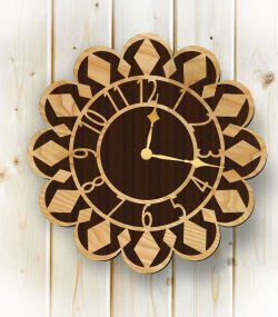طرح ساعت به شکل گل آفتابگردان برای برش لیزری پلاسما - clock shaped sunflower for laser cut plasma ve - برای دستگاه CNC چوب و لیزر (سی ان سی)