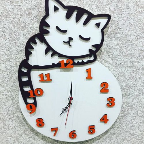 طرح ساعت با یک گربه برای برش لیزری - clock with a cat for laser cutting ve - برای دستگاه CNC چوب و لیزر (سی ان سی)