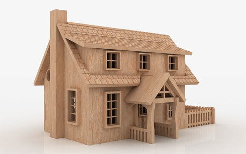 طرح فایل‌های cnc خانه چوبی برای برش لیزر - cnc files of wooden house for laser cut ve - برای دستگاه CNC چوب و لیزر (سی ان سی)