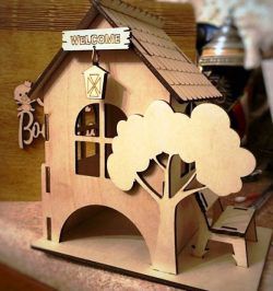 طرح برش لیزری cnc چای برش - cnc laser cut tea housecut ve - برای دستگاه CNC چوب و لیزر (سی ان سی)