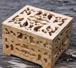 طرح جعبه چوبی ضخیم برش خورده با cnc و لیزر - cnc laser cut thick wooden box ve - برای دستگاه CNC چوب و لیزر (سی ان سی)