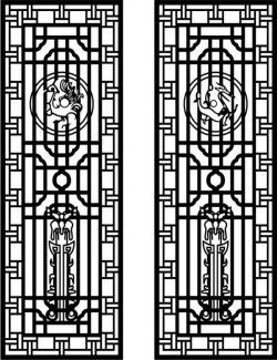 طرح برش لیزری cnc دو در اژدها و ققنوس - cnc laser cut two doors of dragon and phoenix ve - برای دستگاه CNC چوب و لیزر (سی ان سی)