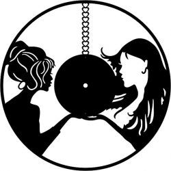 طرح ساعت دیواری دو دختر با برش لیزری cnc - cnc laser cut two girls wall clockcut ve - برای دستگاه CNC چوب و لیزر (سی ان سی)
