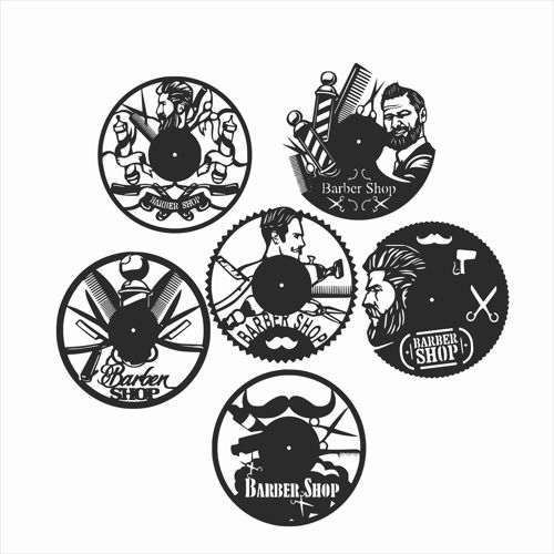 طرح کلکسیون ساعت‌های دیواری آرایشگاه زنانه - collection of barber shop wall clocks ve - برای دستگاه CNC چوب و لیزر (سی ان سی)