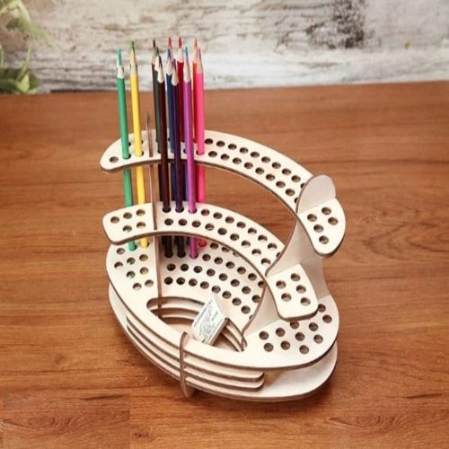 طرح جا مداد رنگی میز سازماندهنده برش لیزری - colored pencil holder desk organizer laser cut ve - برای دستگاه CNC چوب و لیزر (سی ان سی)