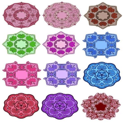 طرح مجموعه ماندالا گل رنگی تزئینات - color floral mandala set ornament ve - برای دستگاه CNC چوب و لیزر (سی ان سی)