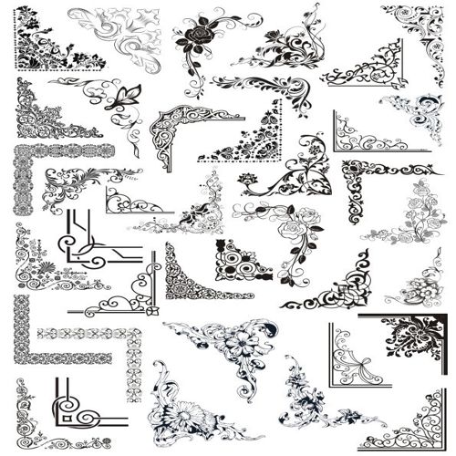 طرح گوشه شکوفا برای برش لیزری - corner flourish for laser cut ve - برای دستگاه CNC چوب و لیزر (سی ان سی)
