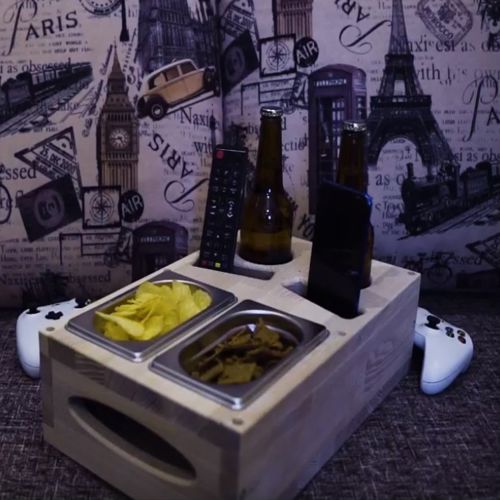 طرح سینی نوشیدنی روی تلویزیون برای برش لیزری - couch drink holder tv room refreshment tray for laser cut - برای دستگاه CNC چوب و لیزر (سی ان سی)