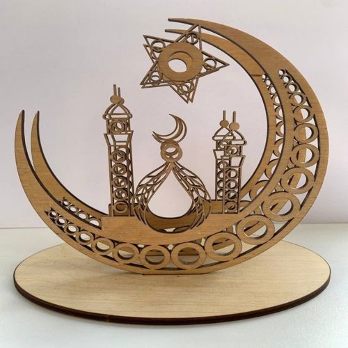 طرح هلال ماه رمضان جا دستمال برش لیزری - crescent moon ramadan napkin holder laser cut ve - برای دستگاه CNC چوب و لیزر (سی ان سی)