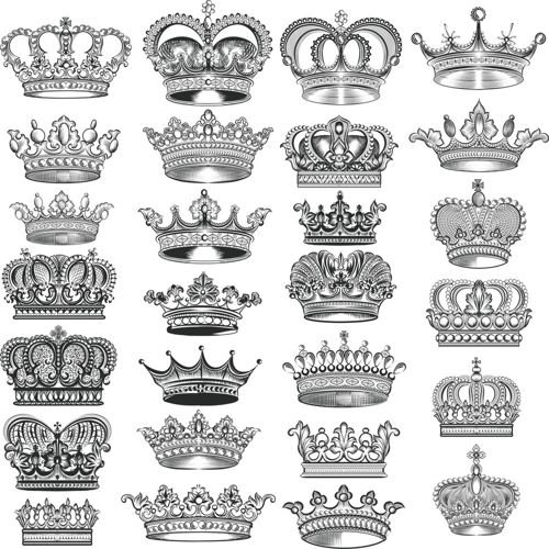 طرح مجموعه وکتور تاج ها برای برش لیزری - crowns vector set for laser cut ve - برای دستگاه CNC چوب و لیزر (سی ان سی)