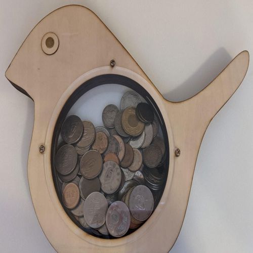 طرح پرنده ناز جعبه پول سکه بانکی برای بچه‌ها - cute bird money box coin bank for kids - برای دستگاه CNC چوب و لیزر (سی ان سی)