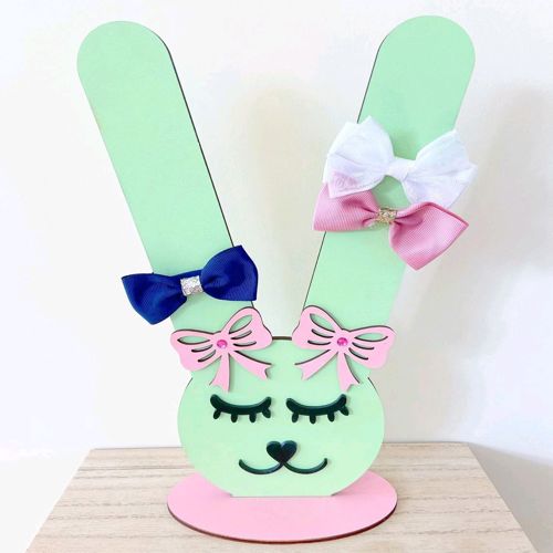 طرح نگهدارنده مو کرانچی باسن ناز برای برش لیزری - cute bunny scrunchie holder hair tie rubber band stand for laser cut ve - برای دستگاه CNC چوب و لیزر (سی ان سی)