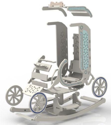 طرح کالسکه چوبی پازلی cut-plasma-rocking-chair