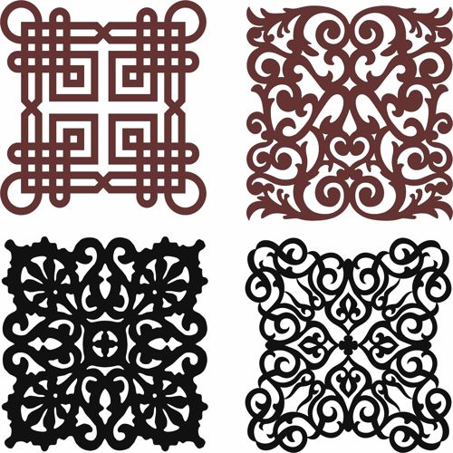 طرح الگوهای صفحه نمایش درز گلدار برای برش لیزری - damask seamless screen patterns set for laser cutting - برای دستگاه CNC چوب و لیزر (سی ان سی)