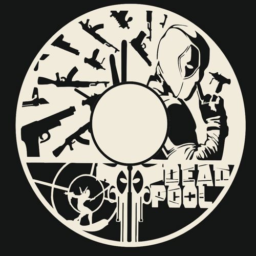 طرح ساعت دیواری ددپول مخصوص برش لیزری قاب - deadpool wall clock for laser cut ve - برای دستگاه CNC چوب و لیزر (سی ان سی)