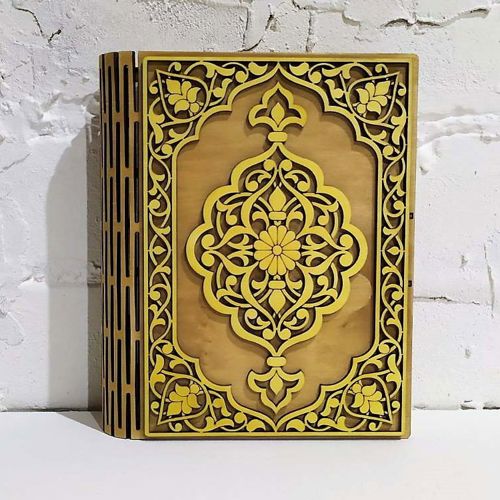 طرح جعبه کتاب تزئینی تخته چندلایه توس برای برش لیزری - decorative book box birch plywood for laser cut ve - برای دستگاه CNC چوب و لیزر (سی ان سی)