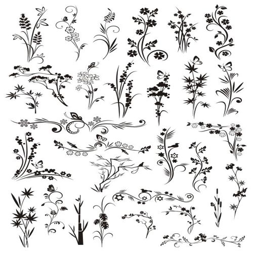 طرح عناصر تزئینی گل تزئینات - decorative elements floral ornaments ve - برای دستگاه CNC چوب و لیزر (سی ان سی)