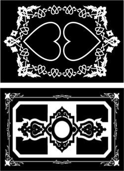 طرح قاب تزئینی با طرح قلب برای برش لیزر cnc - decorative frame with heart motifs for laser cut cnc ve - برای دستگاه CNC چوب و لیزر (سی ان سی)