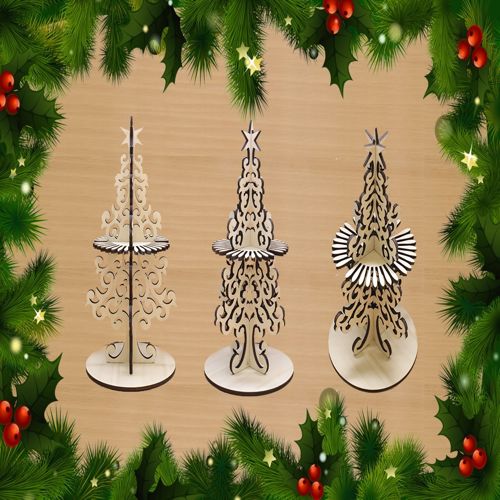 طرح جا دستمال کاغذی تزئینی درخت سال نو برای برش لیزری روکش - decorative new year tree napkin holder for laser cut ve - برای دستگاه CNC چوب و لیزر (سی ان سی)