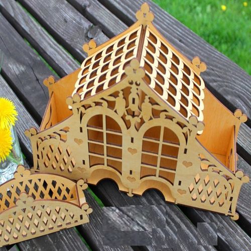 طرح چایخانه تزئینی برش لیزری سه بعدی پازل - decorative tea house laser cut 3d puzzle ve - برای دستگاه CNC چوب و لیزر (سی ان سی)