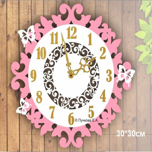 طرح ساعت دیواری تزئینی پروانه - decorative wall clock butterflies ve - برای دستگاه CNC چوب و لیزر (سی ان سی)