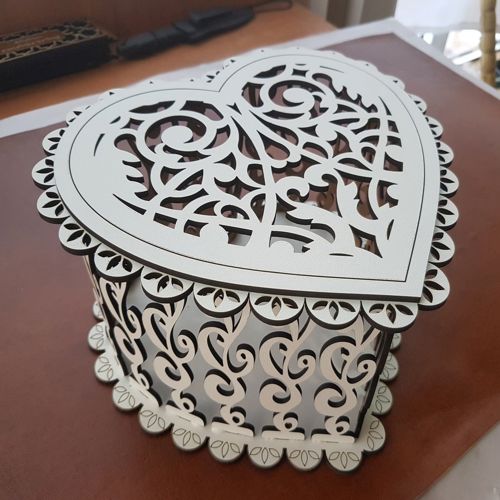 طرح جعبه قلب چوبی تزئینی برای برش لیزری - decorative wooden heart box for laser cutting ve - برای دستگاه CNC چوب و لیزر (سی ان سی)