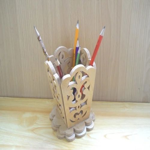 طرح جا مداد چوبی تزئینی جا قلم گیره لیزری - decorative wooden pencil holder brush holder laser cut ve - برای دستگاه CNC چوب و لیزر (سی ان سی)