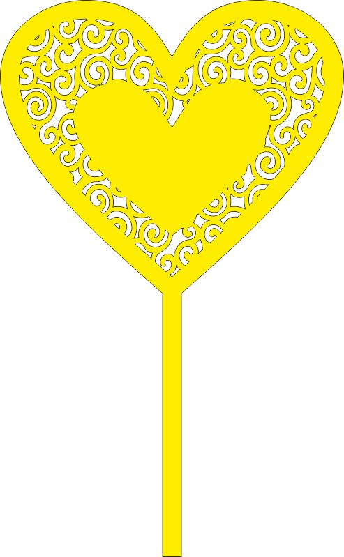 طرح دکور قلب رویی برای برش لیزری - decor heart topper for laser cut ve - برای دستگاه CNC چوب و لیزر (سی ان سی)