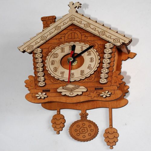طرح ساعت دیواری دکور کلبه برای برش لیزری - decor hut wall clock for laser cut ve - برای دستگاه CNC چوب و لیزر (سی ان سی)