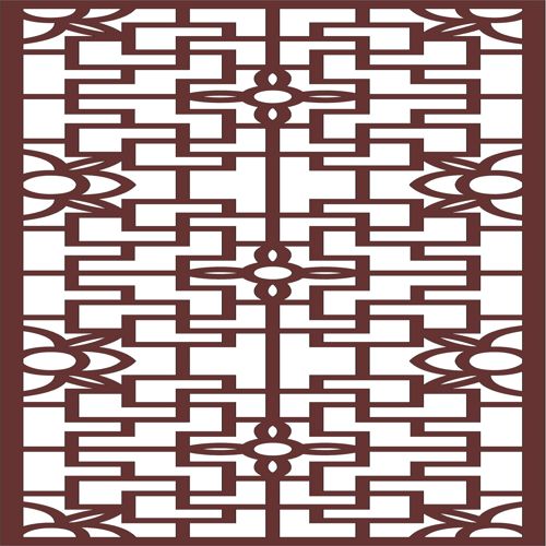 طرح دکور گل گل یکپارچه برای برش لیزر - decor seamless floral jali for laser cut ve - برای دستگاه CNC چوب و لیزر (سی ان سی)