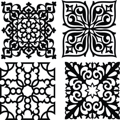 طرح دکور درز جداکننده گلدار شبکه‌ای استنسیل طرح‌ها مجموعه - decor seamless separator floral lattice stencil designs collection - برای دستگاه CNC چوب و لیزر (سی ان سی)