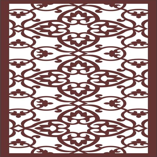 طرح دکور جداکننده درز گل روی صفحه طراحی cnc برش لیزر - decor seamless separator floral screen design cnc laser cutting - برای دستگاه CNC چوب و لیزر (سی ان سی)