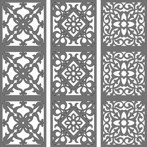 طرح دکور درز جداکننده گریل پانل برای برش لیزری - decor seamless separator grill panel for laser cutting - برای دستگاه CNC چوب و لیزر (سی ان سی)