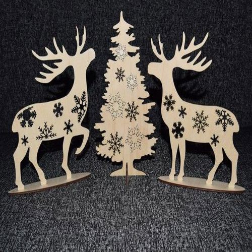 طرح آهو در درخت کریسمس cnc برش لیزر - deer at christmas tree plans cnc laser cut ve - برای دستگاه CNC چوب و لیزر (سی ان سی)