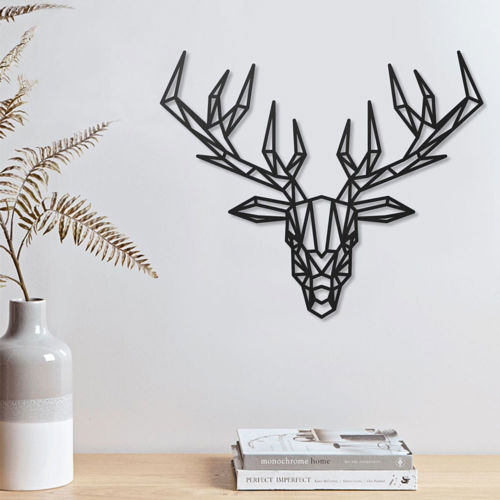 طرح گوزن هندسی چندضلعی دکوراسیون مدرن حیوان دیوار هنری - deer geometric polygonal modern decor animal wall art - برای دستگاه CNC چوب و لیزر (سی ان سی)