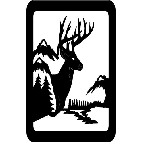 طرح صحنه نشستن گوزن تصویر - deer sitting scene - برای دستگاه CNC چوب و لیزر (سی ان سی)